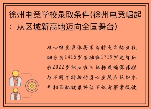 徐州电竞学校录取条件(徐州电竞崛起：从区域新高地迈向全国舞台)